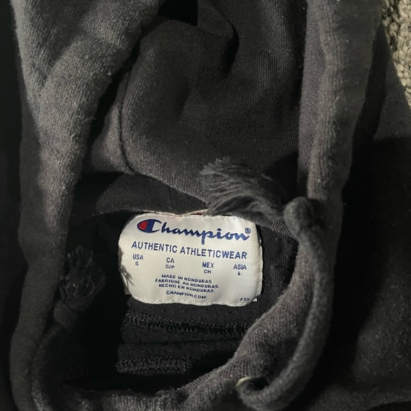 Champion Men's Hoodie Script Logo Cotton Jersey Small Black - Picture 3 of 3